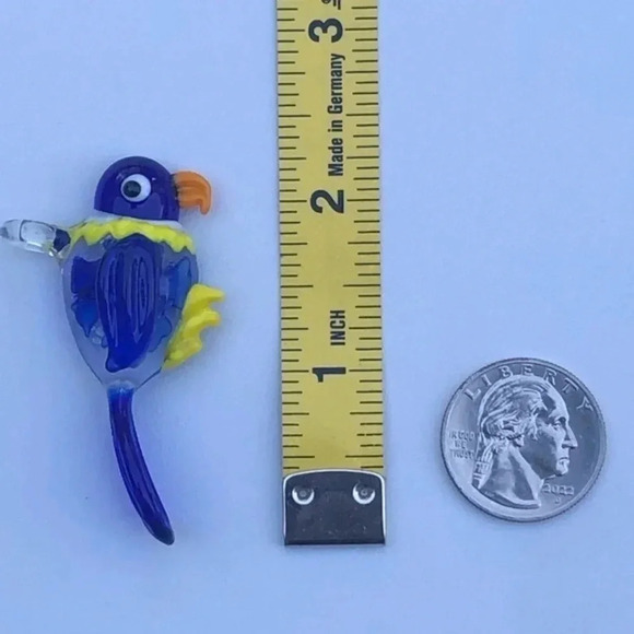 Precious Dark Blue Murano Glass Bird Parrot Parakeet Necklace Pendant NWT - Picture 4 of 4